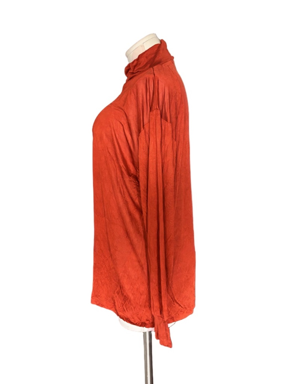 Y2K Sheer Silk  Baselayer 100% Pure Silk Turtleneck set of 2-- Brown Orange - XL - Picture 8 of 11